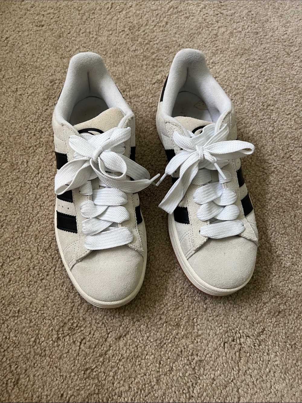 Adidas Campus 00s sneakers in a crystal white and core black colorway
